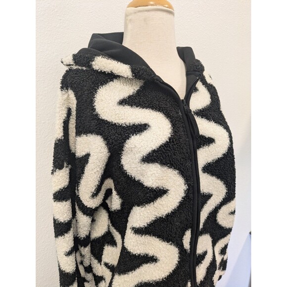 Asos Black And White Scribble Borg Teddy Fleece Hoodie sz 10 Funky Punk - Picture 4 of 13